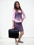 The Travelling-Desk&reg; carried in a black leather case