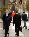 business man walking with desk