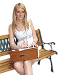 The Travelling-Desk&reg; can be used outside during nice weather.