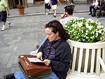 on a park bench