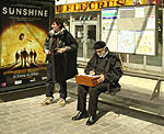 at the bus stop